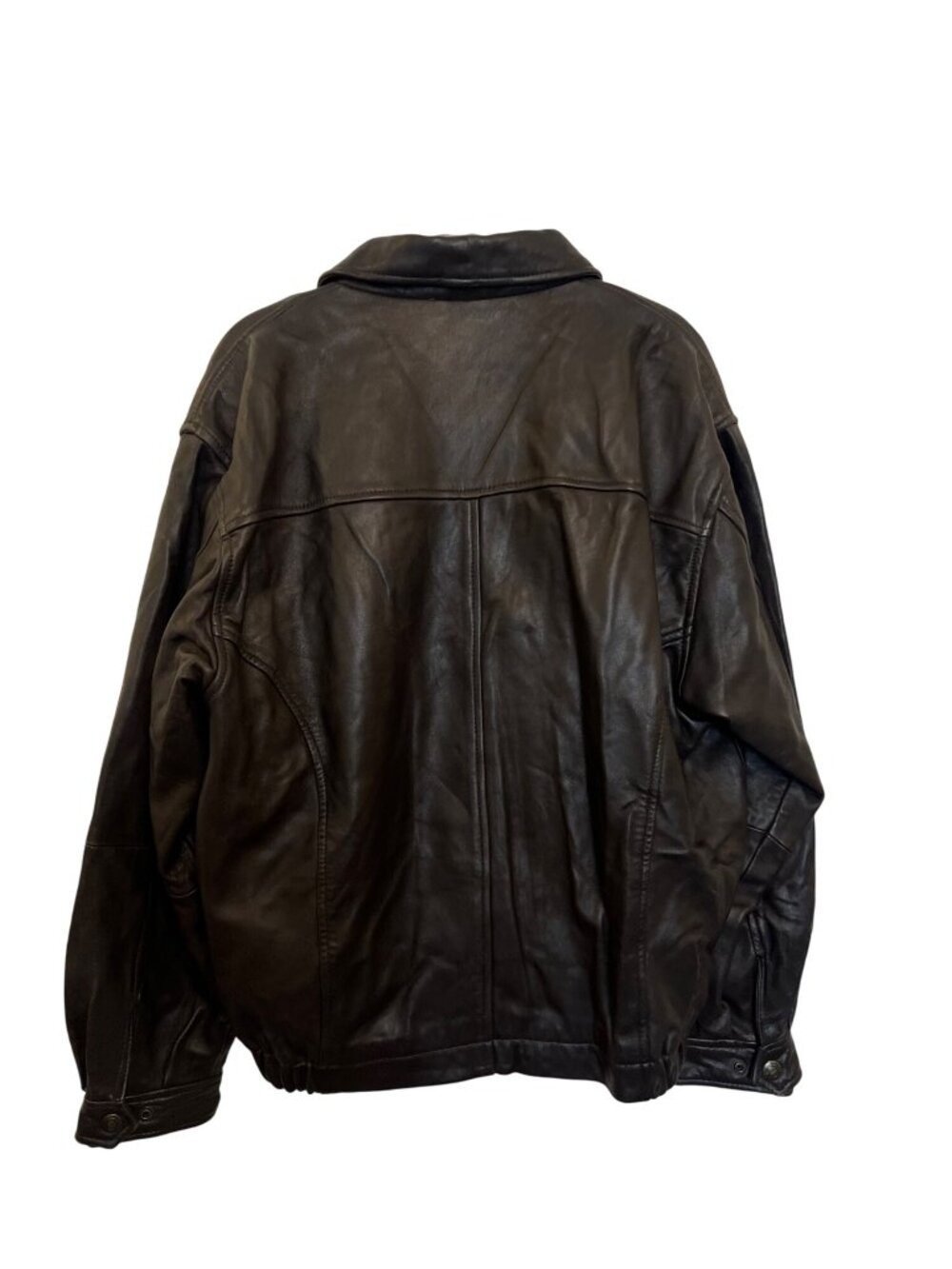 Claiborne Mens Brown Genuine Leather Jacket L Professionally Clean Quilted Linin